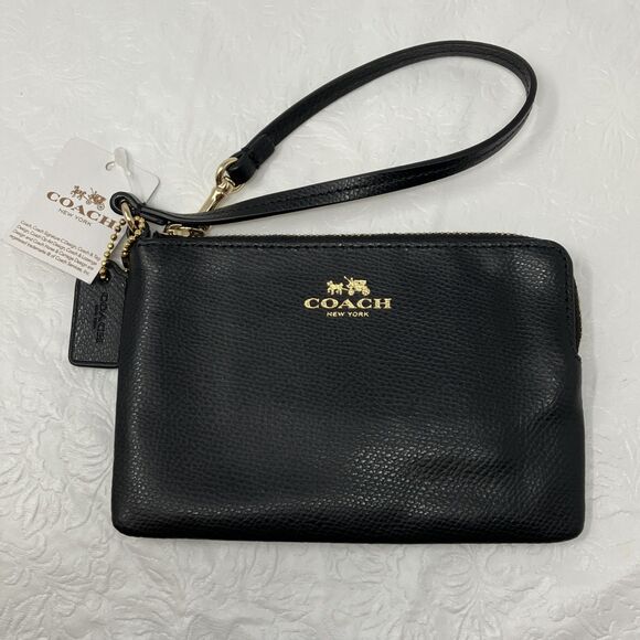 Coach Handbags - NWT Coach Black Leather Corner-Zip Wristlet Wallet Clutch Purse F53429 NEW